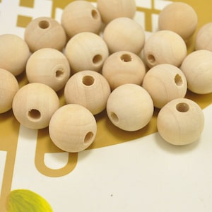 Wood beads,16mm Round Natural Unfinished Wooden Beads,DIY Beads - 100 pieces - wholesale beads