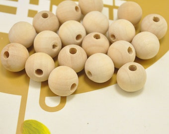 Wood beads,16mm Round Natural Unfinished Wooden Beads,DIY Beads - 50 pieces - wholesale beads