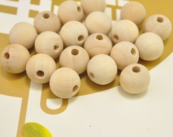 Wood beads,16mm Round Natural Unfinished Wooden Beads,DIY Beads - 100 pieces - wholesale beads
