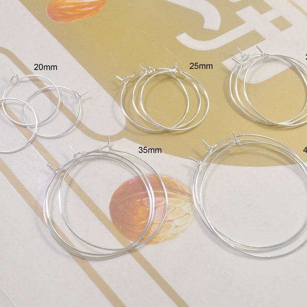 Earring Hoop,200Pcs,20/25/30/35/40mm Round Earring,Silver Plated Earring Hoops Finding.