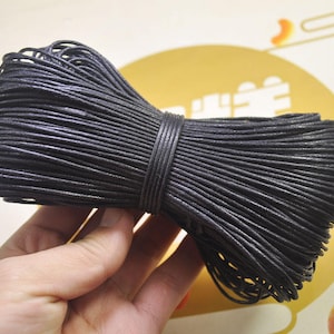 1.5mm Black Waxed Cotton Cord, 20 Meters, Necklace Cord, Bracelet Cord,Waxed Cord, Beading / Craft and Jewelry Supplies -- VC32