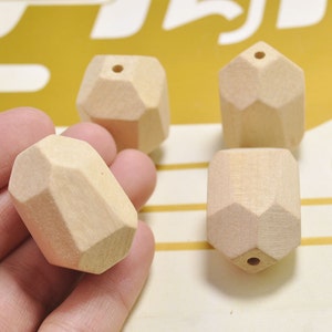 wooden geometry bead supply ,10pcs  Unfinished large faceted wood bead finding,wood necklace,wood pendant,jewelry making,wood craft 35x25mm