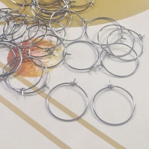 50/200Pcs Gunmetal Hoops Earwire,20mm Gunmetal Plated Beading Hoops, DIY Earring Hoops,Earring Findings,Gunmetal  Plated Wine Charm Rings