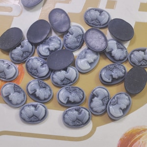Small Resin Victorian Lady Cameo Cabochon,15Pcs/50Pcs Grey Oval Resin Cameos,DIY Jewelry Accessories,13x18mm