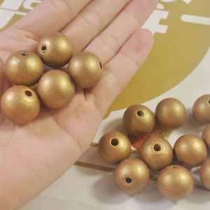 50Pcs Light Gold Wooden Beads,20mm Round Wood beads,DIY Necklace Bracelet Jewelry Making,wood craft,Make jewellery for selling