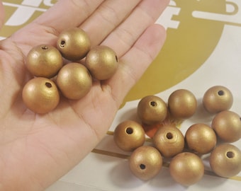50 perles en bois or clair, perles en bois rondes de 20 mm, collier bricolage, fabrication de bijoux, artisanat du bois, fabrication de bijoux pour vendre