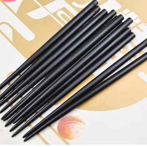 6Pcs Wooden Hair Sticks,Black Dyed Wood Hair stick,Hair Accessories，6.85 inches long with 1mm Hole