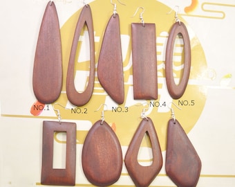 5 Paar braune Holzohrringe, Holzohrringe in Silber, Nickelfarbe, Gold oder Bronze, Holzohrringschmuck, Wählen Sie Ihr eigenes Design!