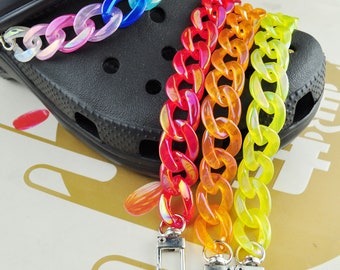Encantos de zapatos de cadena, dijes de zapatos de 11 colores, cadena de color Jelly AB para zapatos, cadena de eslabones de acrílico, decoración de zapatos, elija el color de la cadena