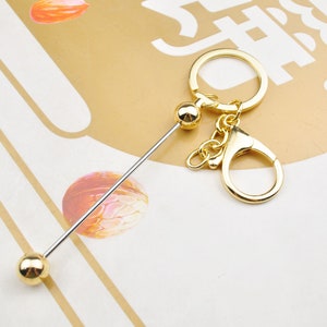 1Pcs/5Pcs Gold Beadable Key Ring，Colorful Beadable Keychain Bar Beadable Blanks,Length 157mm