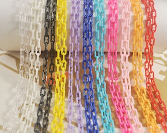 1-50pcs Oval Plastic Chain,Plastic Kawaii Chain Pick a Color 40cm length Jewelry Making Chain ,16 inches long