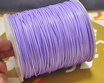 Cordón encerado de 10 yardas (1,5 mm) al por mayor, hilo de poliéster encerado color lila claro, ideal para bisutería, abalorios, pulseras y collares.