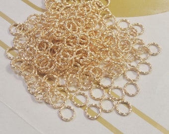Textured Jump ring,Iron Open Jump rings,200Pcs 8mm KC Gold Plated Jump Rings
