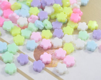 Cuentas de flores, cuentas de flores de 9 mm, cuentas acrílicas o de resina, cuentas de colores mixtos, cuentas de flores en tonos pastel, juego de 150 piezas