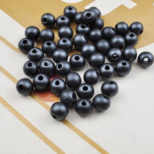 50/100Pcs Deep Gray wood beads,10mm Round Pearlescent wooden beads, Spacer bead,Loose beads,Hand Made,DIY Bracelet Necklace Jewelry Findings