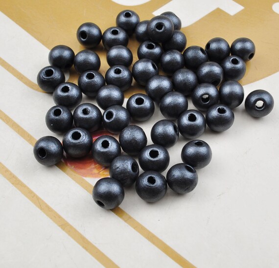 50/100Pcs Deep Gray wood beads,10mm Round Pearlescent wooden beads, Spacer  bead,Loose beads,Hand Made,DIY Bracelet Necklace Jewelry Findings