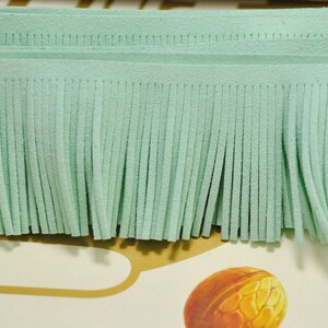 1 yard Leather Fringe Trim,48mm Width Faux Suede Fringe Trim Aqua,Perfect for Making Tassels and other crafts,Tassel pendant.