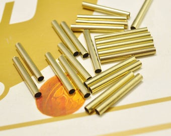 Cuentas espaciadoras de latón crudo, 50 unidades de tubos de latón crudo, cuenta tubular redonda de latón (30 x 4 mm) - D5430