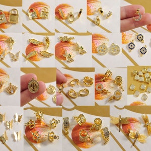 1 ciondolo per collana, ciondolo placcato oro 18 carati, ciondolo per braccialetto, chiave, lacrima, luna, farfalla, libellula, ala, occhio, diamante, corona.....