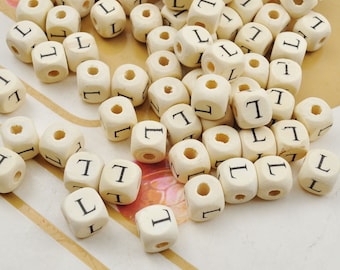 20-200 of L letter wood letter alphabet square beads , 10mm Natural Wooden Letter Alphabet Beads,Spacer Beads,DIY Jewelry Making Accessories