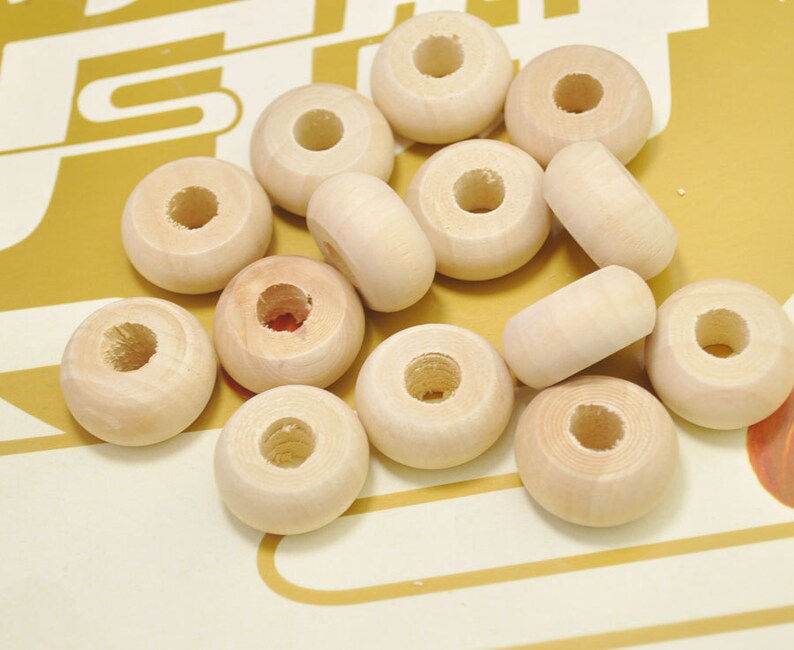 20pcs 24mm Round Flat Wooden Beads With 5.5mm Holeunfinished Etsy