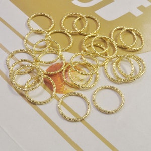 Textured Jump ring,Large Iron Open Jump rings,50Pcs 20mm Gold Plated Jump Rings