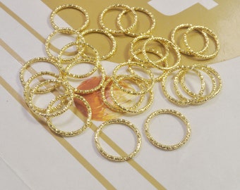 Textured Jump ring,Large Iron Open Jump rings,50Pcs 20mm Gold Plated Jump Rings