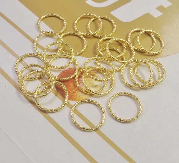 Textured Jump ring,Large Iron Open Jump rings,50Pcs 20mm Gold Plated Jump  Rings