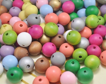 wholesale 100 pièces de perles rondes en bois de couleurs mélangées, perle ronde en bois de 20 mm, collier, perles de bracelet, objets artisanaux en bois, perles de bois spatiales, perles en gros