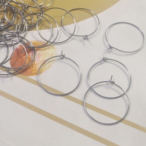 50/200Pcs Gunmetal Hoops Earwire,25mm Gunmetal Plated Beading Hoops, DIY Earring Hoops,Earring Findings,Gunmetal Plated Wine Charm Rings
