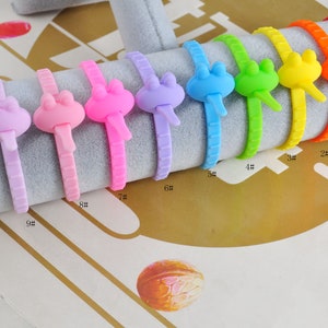 Frog Silicone Ties，Colorful Cable organiser, Cable Winder For Headset,Computer Wire Wrap Ties,Charging Cable Ties,USB plug Ties,7.87” length