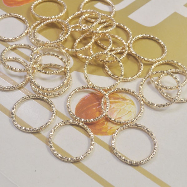 Textured Jump ring,Large Iron Open Jump rings,50Pcs 20mm KC Gold Plated Jump Rings