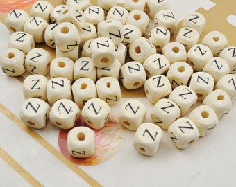 20-200 of Z letter wood letter alphabet square beads , 10mm Natural Wooden Letter Alphabet Beads,Spacer Beads,DIY Jewelry Making Accessories