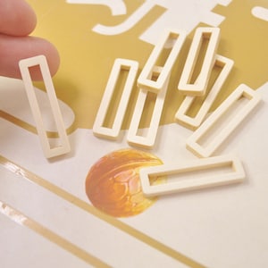 12Pieces,DIY Unfinished Laser Cut Wood Pendant,Natural Wood Earrings Blanks,Wood Jewelry, Wood Shapes,Wood Hollow Rectangle Shape - 35x9mm