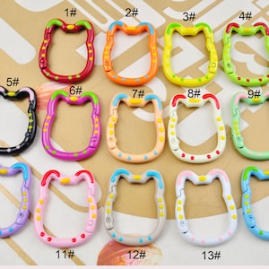 8/10/20/50Pcs 14 Colors Cat Carabiner Clips Clasp,Multi Color Aluminum Carabiner key chain,Carabiner clips,Cat Spring Hook Keyring,28x35mm