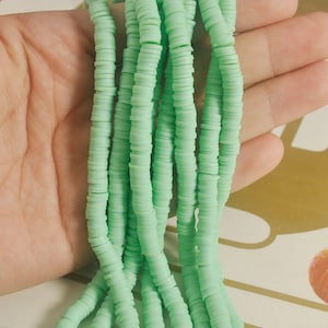 Polymer clay beads,6mm Aqua Round shaped beads,African Vinyl Disc Bead, jewelry beads bracelet beads, Heishi Beads,16inch strand，11#