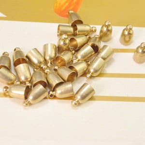 25pcs End Cap,Raw Brass Cap,Tassel Cap,Cord Ends,Bead Caps Loops for Leather Cording necklaces and bracelets,Clasp,Jewelry component 7x12mm