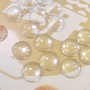 20Pcs 20mm Circle Clear Glass Cabochon Round Dome, Flat Back Magnify Inserts Transparent Domes ,Cabochon Cover
