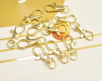 50Pcs Gold lobster swivel clasp,Large Keychain Clasps,Keychain Clasp Hooks Connector Findings,Lobster Claw Clasp -- 38x15mm