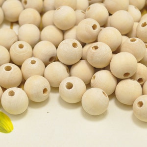 Wood beads,14mm Round Natural Unfinished Wooden Beads,DIY Beads - 100 pieces - wholesale beads