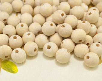 Wood beads,14mm Round Natural Unfinished Wooden Beads,DIY Beads - 100 pieces - wholesale beads
