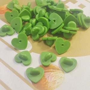 Pack of 10,20, 40, 60, 80, or 100Pcs,Green Heart Rubber Clutches Backings Backs Clasp,Rubber Pin Back  for Enamel Lapel Pin