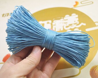 Waxed Cord ,65 meters Sky blue cords,1mm Waxed Cotton Cord String, Bracelet Cord, Necklace Cord, Macrame Cord -- VC189