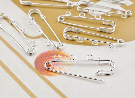 5pcs Silver Brooch Pin With Loop, Metal Safety Pin,kilt Pin