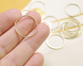 Raw Brass Circle Rings,Brass Connector Rings - 50Pcs Raw Brass Ring Findings,Raw brass flat closed ring (20mm)