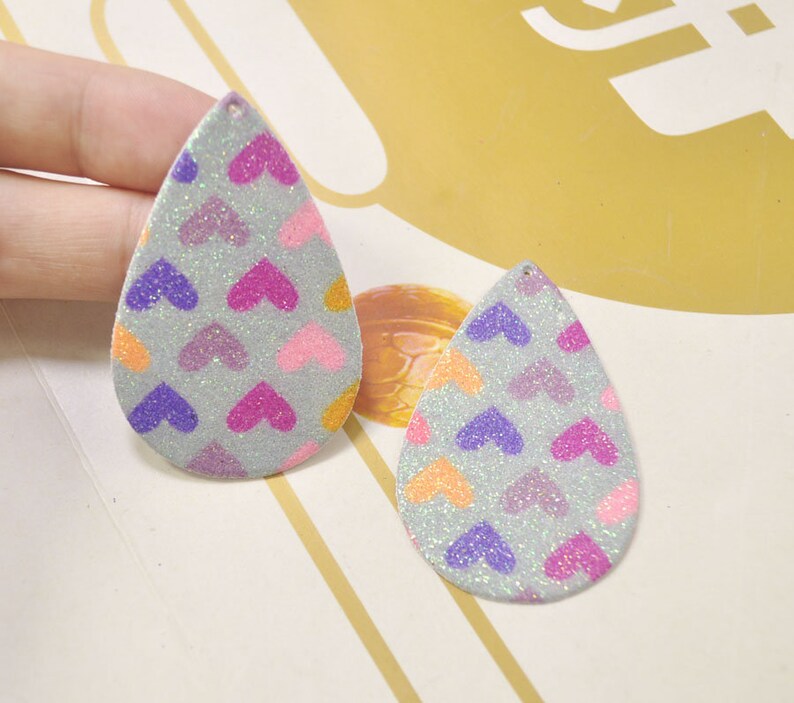 VC4375# 8Pcs Gray shiny Leather Teardrop shape,Heart Teardrop Earring Supplies,Faux Leather Die Cut Teardrop,DIY Earring-56x36mm