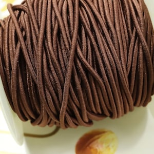 5 meters 2.5mm round elastic cord,Coffee Stretch cord, stretch elastic string,Beading Cord,DYI masks, jewellery,Nylon wrapped Rubber.