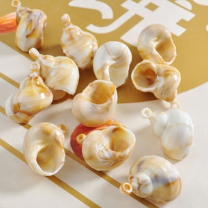 20 stuks acryl schelp bedels kralen, schelp hangers, acryl schelp sieradenvoorraad, 2 mm gat, grootte: 21 x 30 mm