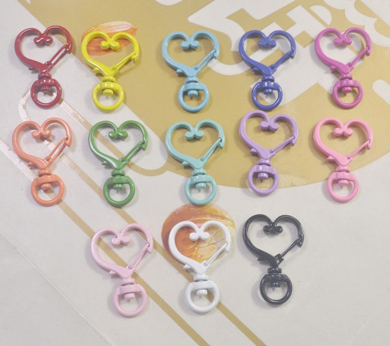 20pcs Mixed Color Lobster Claw Clasps, Heart Clasp Key Chain