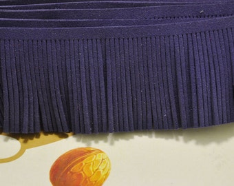 1 yard Leather Fringe Trim,48mm Width Faux Suede Fringe Trim navy blue,Perfect for Making Tassels and other crafts,Tassel pendant.